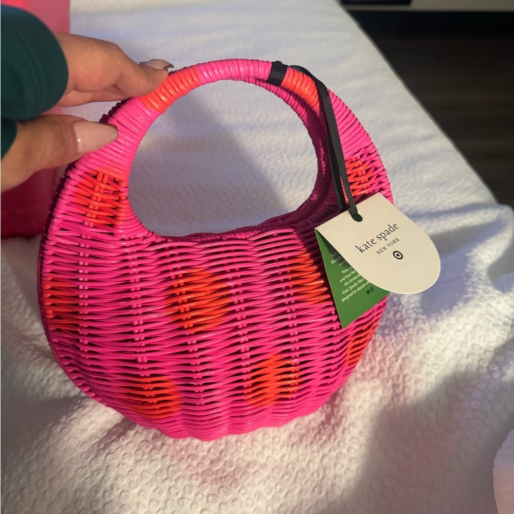 Kate Spade Vibrant Pink and Orange Basket Bag